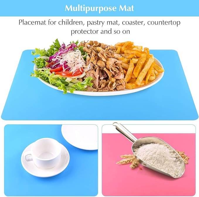 FEPITO 3PCS A3 Large Silicone Sheet for Crafts Jewelry Casting Molds, Multipurpose Silicone Mat, Reusable, Waterproof, Heat Resistant, Food Grade Placemat