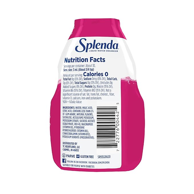 SPLENDA Liquid Water Enhancer Drops, Sugar Free, Zero Calorie, Natural Flavor, Concentrated Drink Mix, 3.11 Fl Oz Each Bottle (Strawberry Watermelon, 2 Pack)