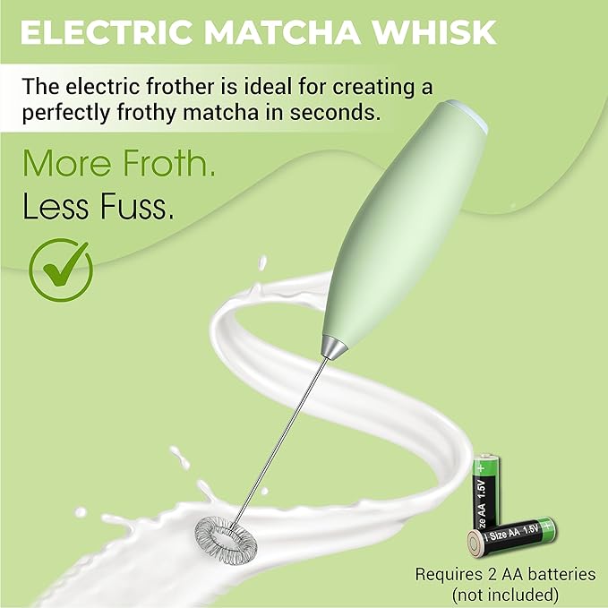Matcha Whisk Set with Matcha Bowl - Matcha Set Included Electric Frother, Bamboo Whisk, Matcha Spoon, Bamboo Holder, Sifter, Spoon Stand (Clear Glass)