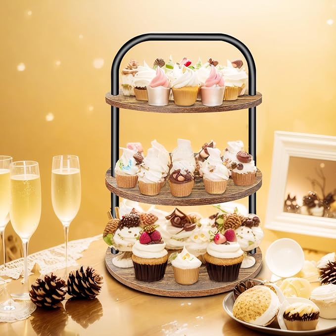 Cupcake Stand for 50 Cupcakes, 3 Tier Wooden Cupcake Stand Large Cupcake Stand Dessert Table Display Set Cupcake Tower Serving Trays for Party Supplies Vendor Display Farmhouse Decor
