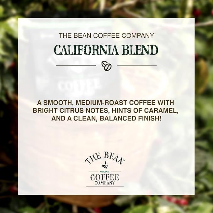 The Bean Organic Coffee Company California Blend, Medium Roast, Ground Coffee, 5-Pound Bag, Café molido tostado orgánico