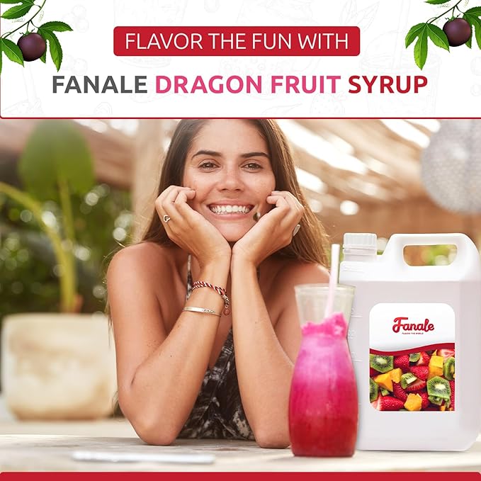 Fanale Premium Flavoring Concentrated Syrup for Bubble Tea 11 lb | Red Dragon Fruit Flavor Syrup | for Boba Tea, Smoothies, Slushes, Desserts | 11lb | SRP361