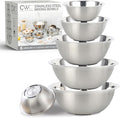 COOK WITH COLOR Stainless Steel Mixing Bowls Set - Nesting Bowls, 6 Pieces, Silver with Non Slip Bottom