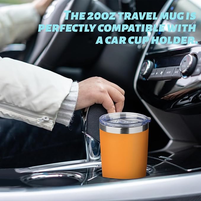 20oz Tumbler with Straw and Brush, Stainless Steel Vacuum Insulated tumbler, Double Wall Insulated Coffee Tumbler for Outdoor, Home, Travel,Office (Orange,1pcs)