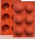 2 Pack Large 6-Cavity Semi Sphere Silicone Molds, Non-Stick Baking Mold for Making Standard Size Hot Chocolate Bomb, Cake, Jelly, Dome Mousse