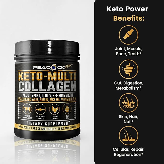 Multi Collagen Protein Powder 16.2 oz (Pack of 6) | 5 Types with Bone Broth, Hydrolyzed Peptides, Biotin & MCT Oil, Unflavored, Supports Skin, Hair, Nails, Joints & Gut Health