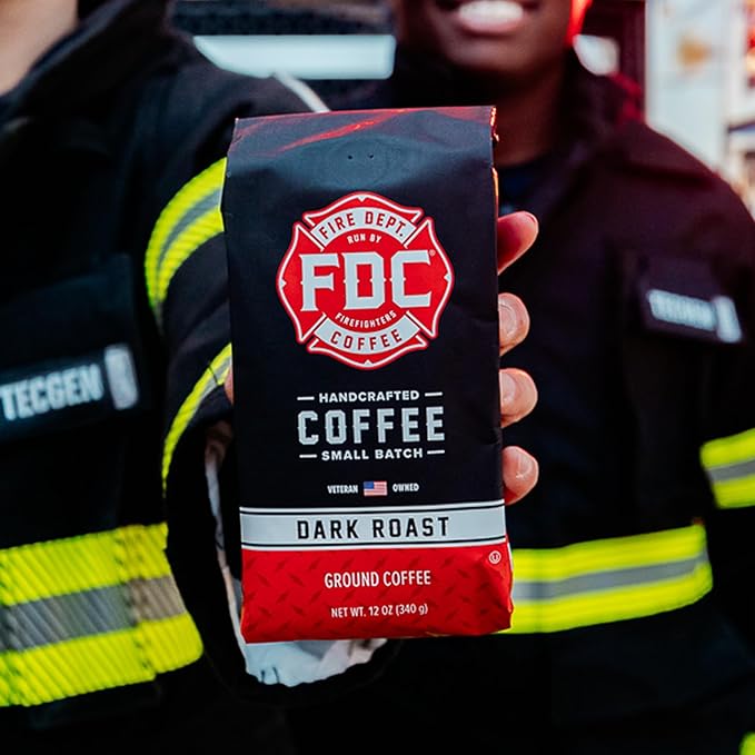 Fire Department Coffee - Gives Back to Firefighters - Bold & Smooth Dark Roast Ground Coffee - Roasted in the USA - Veteran Owned - 12 oz