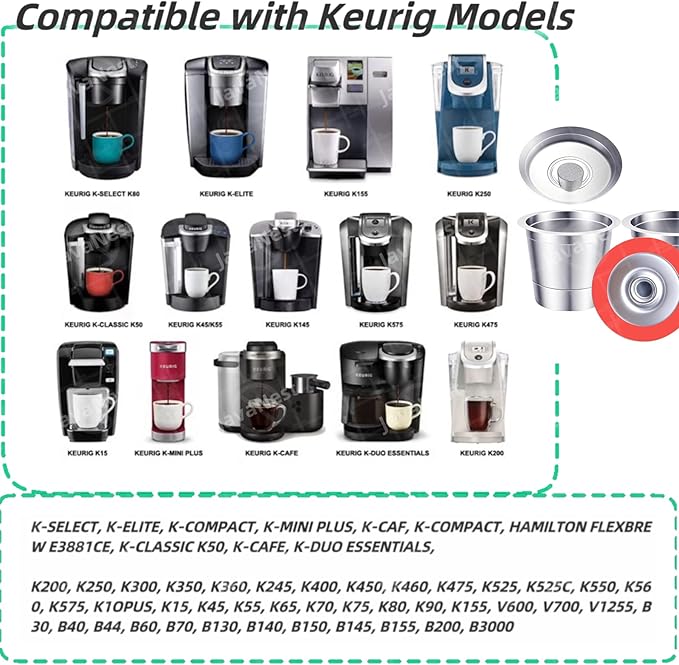 6 Pack Reusable K Cups for Keurig 2.0 & 1.0, 100% Stainless Steel Refillable Coffee Pods – BPA-Free, Ultra-Fine Mesh for Rich Flavor – Includes Scoop & 6 Seals – Eco-Friendly, Gift-Ready