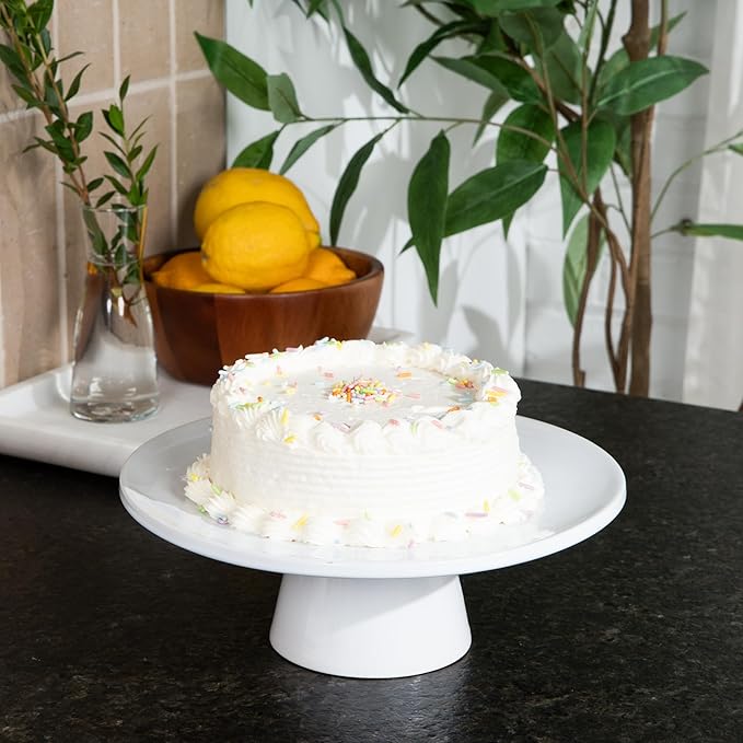 The Cake Stand -10 Inch Ceramic Pedestal Cake Stand with Gloss Finish - Modern Display for Cakes, Cupcakes, Cookies & More - Perfect for Weddings, Birthdays & Baby Showers (Rose)