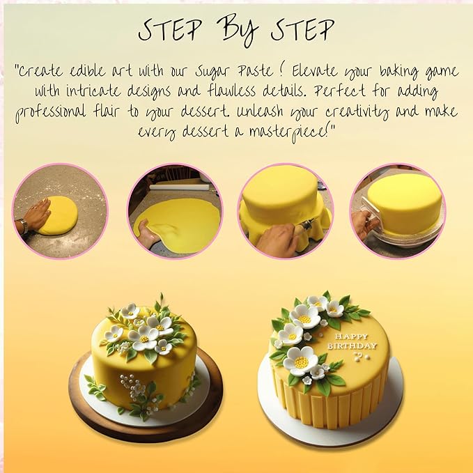 Confect Sunshine Yellow Fondant | Icing Fondant | Colored Fondant | Fondant Kit | Cake Fondant | Chef's Choice Edible Fondant for Cake Decorating | Vegan, Gluten-Free, Nut-Free, Palm Oil-Free – 8.8 oz