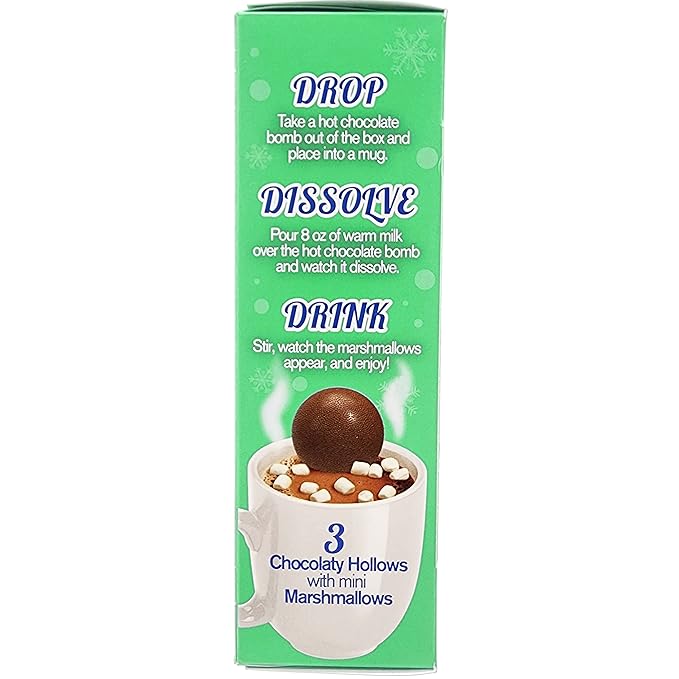 Fruidles Christmas Hot Chocolate Bombs, Drop, Dissolve, Drink Chocolaty Hallow Filled with Mini Marshmallows Birthday, Cocoa Bombs (Single (3 Count))