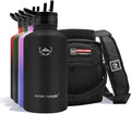 NATURE PIONEOR Insulated Water Bottles with Straw - 64oz Stainless Steel Vacuum Bottle with Holder/Carrier/Sleeve - Reusable 18/8 Food Grade Half Gallon Water Jug