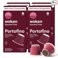 WOKEN COFFEE Compostable Nespresso Pods - Portofino Medium Roast Italian Espresso Coffee Capsules Compatible With Nespresso Coffee Machine (40 Pod Count, 4 Boxes)