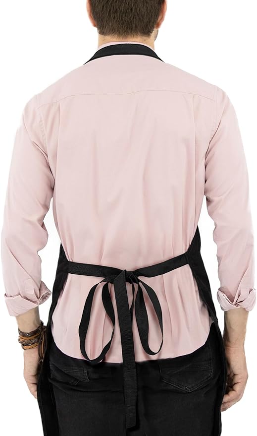 Under NY Sky Super Light Apron - Pocket, Towel Loop, Leather Reinforcement - Kitchen Bib Apron - Cook, Chef, Server, Barista