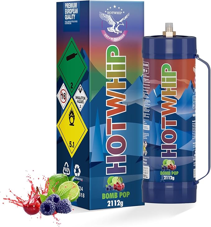 Cream Charger 3.3L Tank,2112g Whipped Cream Charger Bombpop Flavor Food Grade 99.99% Purity Premium Cream Cylinder Leak Proof Dispenser-1Tank