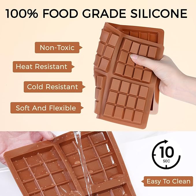 Chocolate Molds - Non-Stick Chocolate Bar Mold, Break Apart Chocolate Bar Maker Food Grade Deep Mold For Knafeh Pistachio Milk Home Diy - 1 Piece