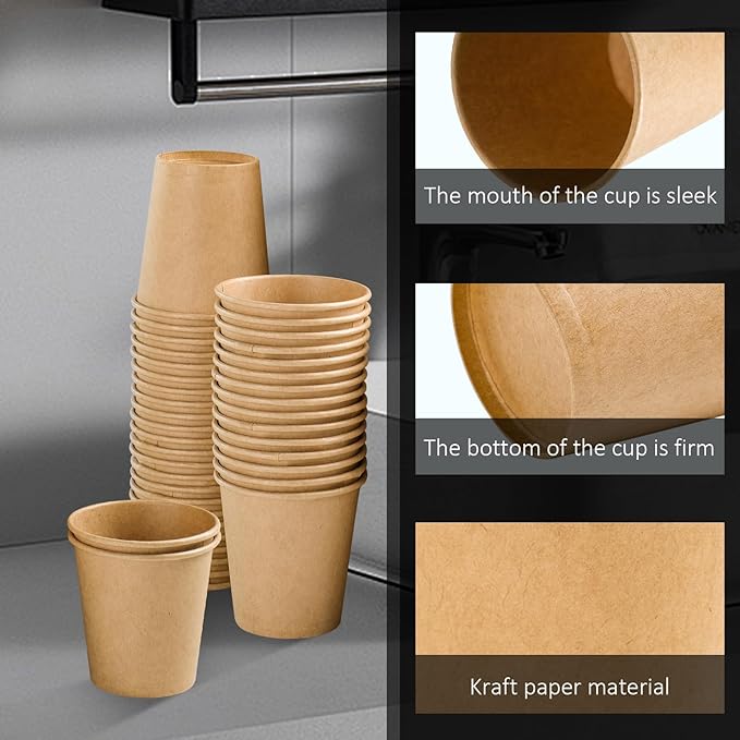 1200 Pack 3 oz Paper Cups, Disposable Kraft Small Mouthwash Bathroom Cups 3 Ounce, Hot/Cold Beverage Cups for Home, Kitchen, Party