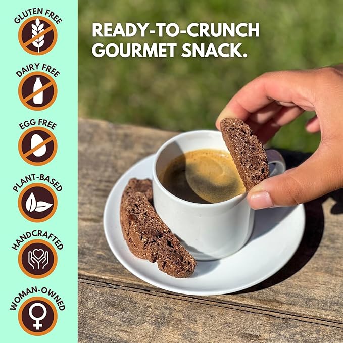 Tutti Gourmet Gluten Free Chocolate Mint Biscotti, 9.9 oz (283g) Resealable Cookie Bag - Vegan and Halal Snacks