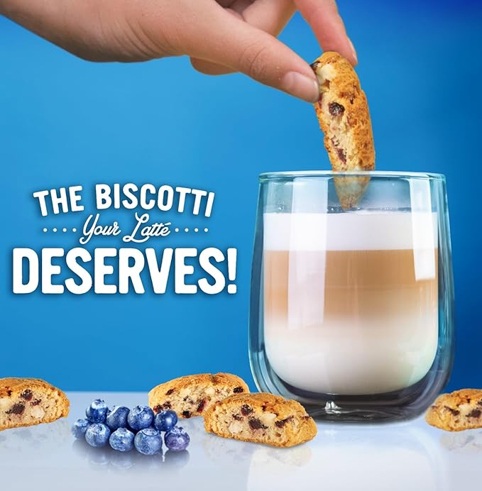 Cooper Street Twice-Baked Blueberry Lemon Biscotti Cookies (16 oz Pack of 4) – Over 50 Biscotti per Bag Loaded with Real Fruit, Traditional Italian Style Snacks - Dairy, Peanut & Soy Free, Kosher
