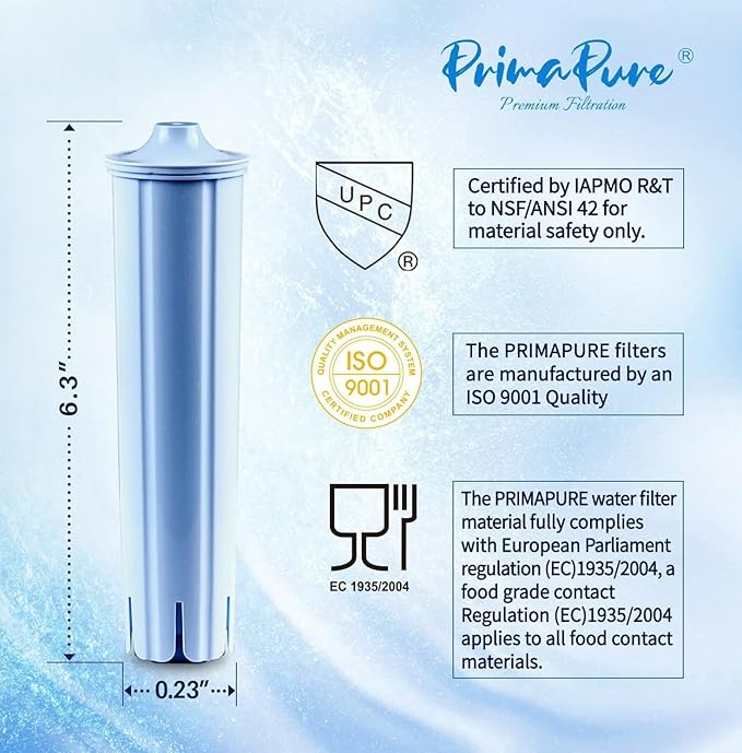 2-Pack PrimaPure Coffee Machine Water Filter Replacement for Jura Clearyl Blue 71445, 67879, ENA3, ENA5, J6, J9, J95 Certified To NSF/ANSI 42 by IAPMO R&T