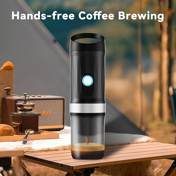 Portable Coffee Maker, Travel Coffee Maker with 3-4 Min Self-Heating, 20 Bar 9600mAh Durability Mini Espresso Maker Compatible with NS Capsule & Ground Coffee for Camping, Travel, RV, Hiking, Office