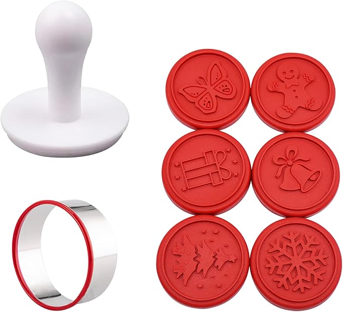 Christmas Cookie Stamps Silicone Cookie Stamps Cookie Cutter Biscuit for DIY Christmas and Daily Baking Set of 6