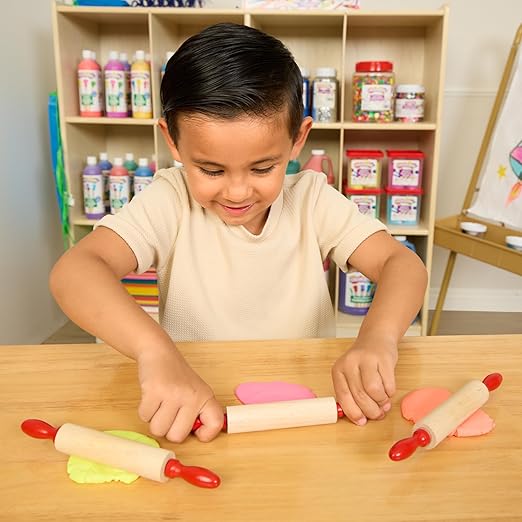 Colorations Natural Wood Rolling Pins, Set of 6, for Kids, Arts & Crafts, 7 Inches x 1 Inch (d), Class Pack, Party Pack, Dough, Clay, Sculpting, 6RP