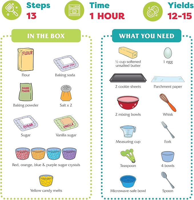 Baketivity Pretty Petals Cookie Making Kit for Kids - DIY Baking Set with Pre-Measured Ingredients - Party Supply Kit for Children Ages 6 and Up - Best Gift Idea for Boys and Girls