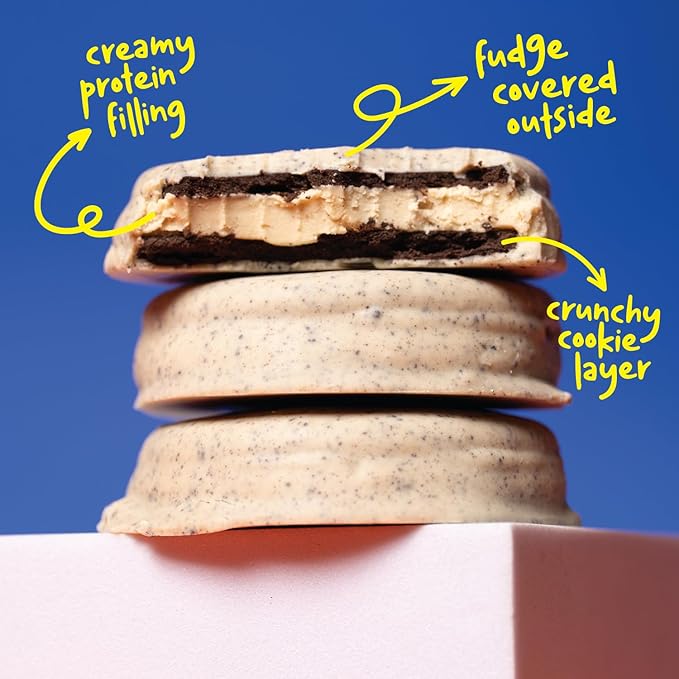 Hangryboy Protein Cookie Sandwich – 14g High Protein, Gluten‑Free, GMO‑Free Cookies - Perfect on The Go Protein Snack, Cookies and Cream, 12‑Count Box