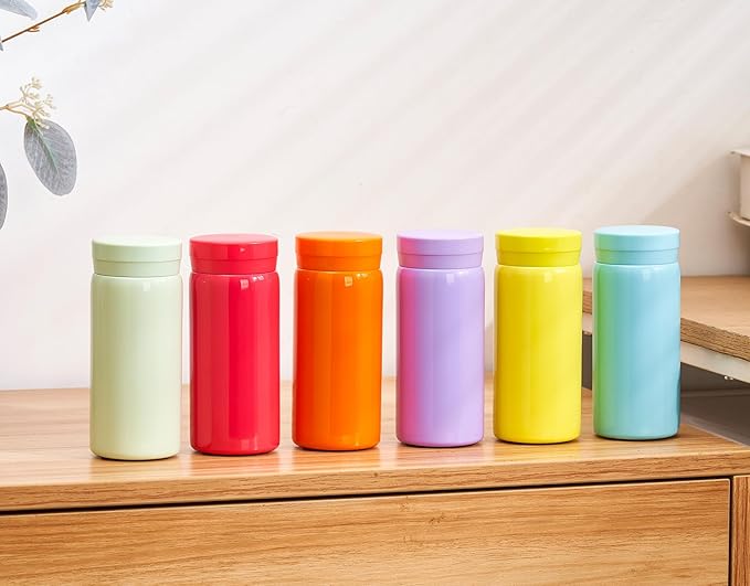 Mini Thermos Cute Water Bottle - 7 oz Tiny Insulated Vacuum 18/10 Stainless Steel Small Flask - Leak Proof & Spill Proof & Keeps Cold and Hot for Drink, Coffee, Tea - Rose Red