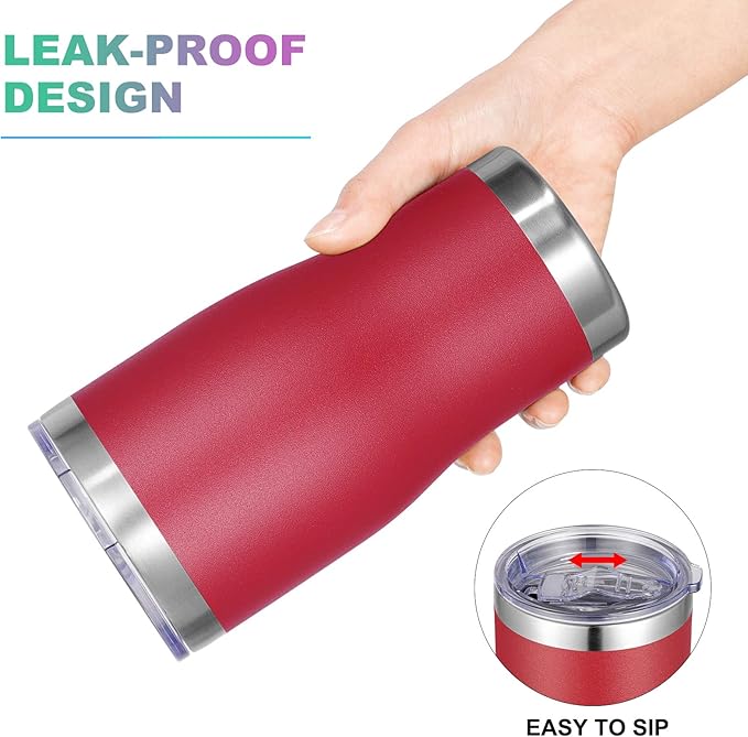 VEGOND 20oz Tumbler Stainless Steel Tumbler Cup with Lid And Straw Vacuum Insulated Double Wall Travel Coffee Mug(Brick Red 12 Pack)