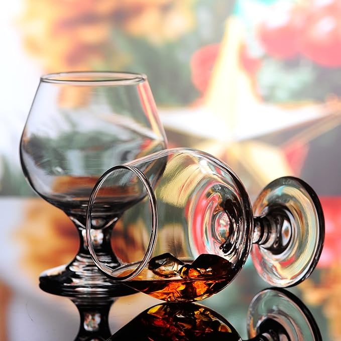 Shot Glasses - 6pc Set, 8.8oz Clear Cute Glass Snifters Perfect for Tasting Brandy
