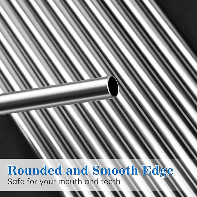 Tomorotec 8-Pack Bent Stainless Steel Straws for 40oz Stanley Tumblers, 12" Metal Straws for Stanley Cup with 1 Brush, Reusable Drinking Straws for Smoothies, Milkshakes, Dishwasher Safe (Silver)