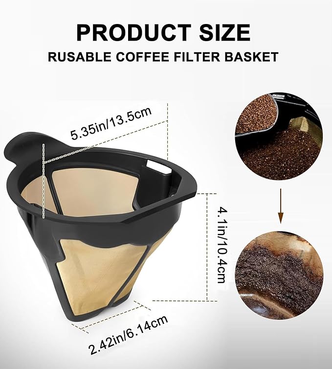 Reusable Coffee Filter Basket for Ninja, Stainless Steel Cone Coffee Permanent Filters, Replacement Parts for Ninja Coffee Maker CM300/305/401|CP300/301/305/307/307C
