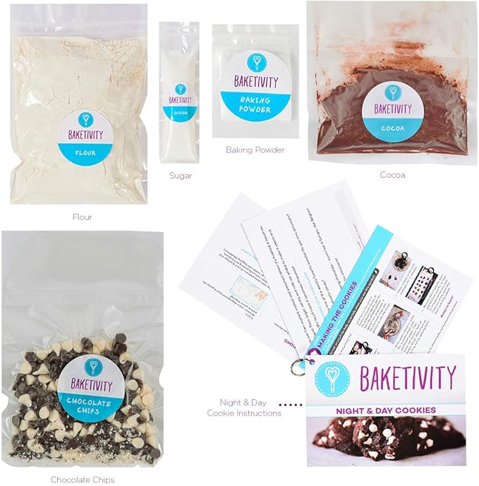 Baketivity Kids Baking DIY Activity Kit - Bake Delicious Chocolate Chunk Cookies with Pre-Measured Ingredients – Best Gift Idea for Boys and Girls Ages 6-12