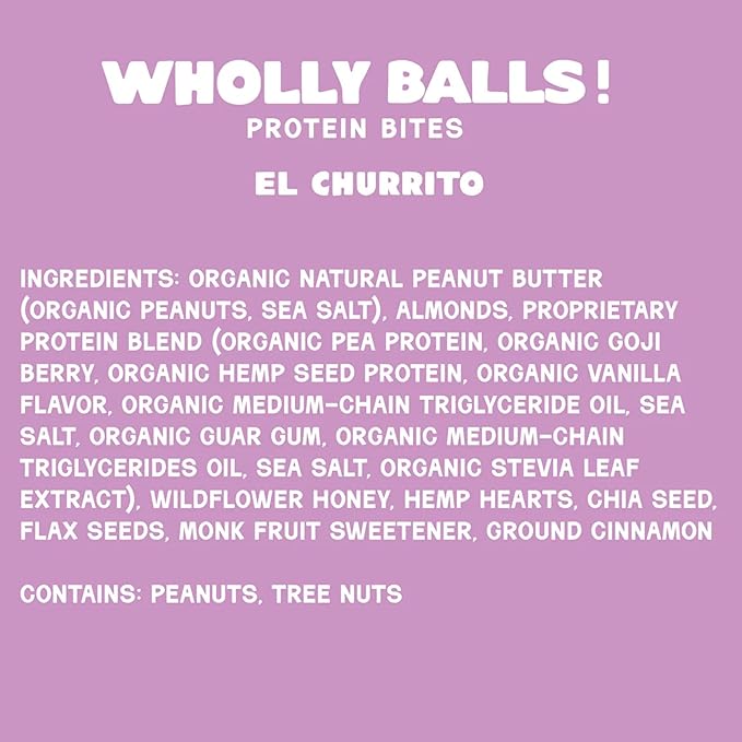 Wholly Balls Protein Bites – Healthy Plant-Based Snack | High Protein, Low Sugar, Gluten-Free Energy Balls (Pack of 3, El Churrito)