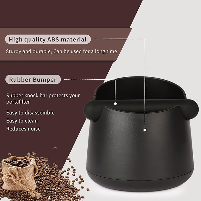 Knock Box Large Capacity Design Espresso Knock Box Tamping Mat Espresso Machine Accessories Set of 2 with Removable Knock Bar and Anti-Slip Base for Home Office Barista Tools for Bar Shop