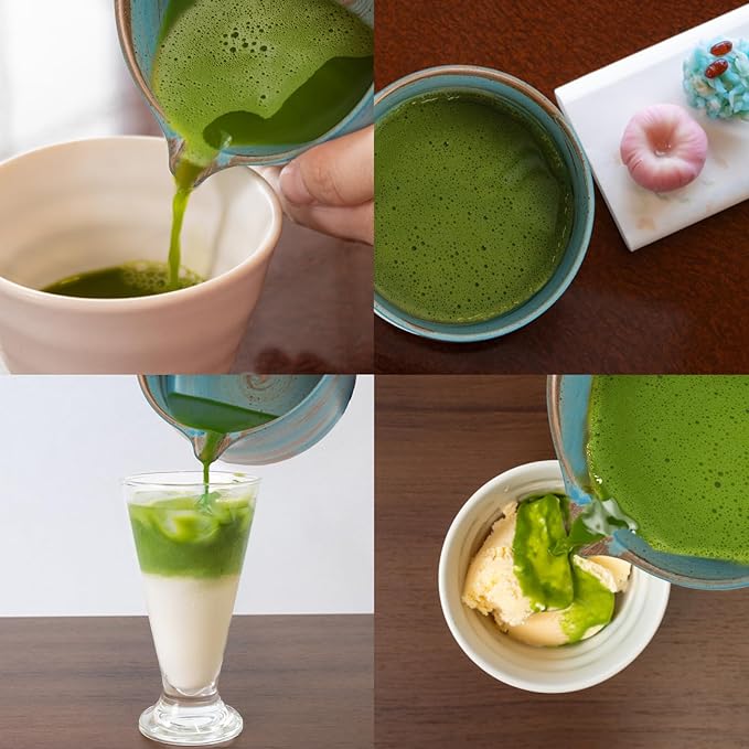 Japanese Matcha Set | Matcha Bowl with Spout | Whisk & Holder | Bamboo Scoop & Stainless Sifter | 5-Piece Traditional Matcha Kit | Designed in Japan |「Rustic Teal」