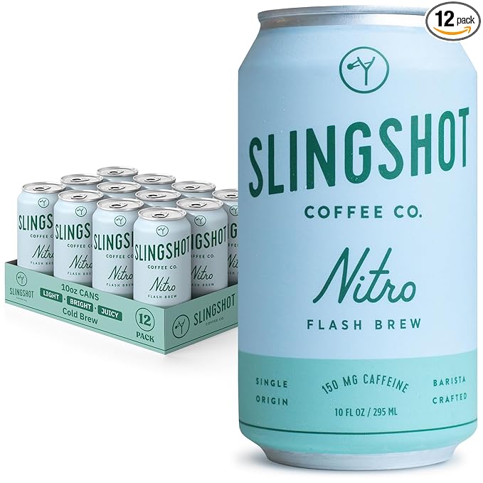 Nitro Flash Brew Coffee, 12-Pack – Organic Colombian, Ready-to-Drink Cans (10 oz Each), Smooth & Creamy with Caramel, Baking Spice & Dark Fruit Notes, 12 Pack