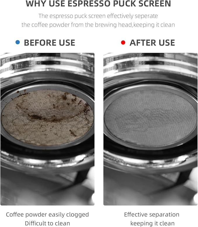 MHW-3BOMBER 58.5mm Espresso Puck Screen with Round Hole Espresso Filter 0.8mm Thickness Stainless Steel Coffee Reusable Filter for Bottomless Portafilter Filter Basket FG5590-OS