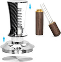 53mm Espresso Coffee Tamper for Espresso Machine: Calibrated Spring Loaded & Stainless Steel Ripple Base - Carbon Fiber Handle with Constant 30lb Fits All 54mm Portafilters | Bundle Including WDT Tool