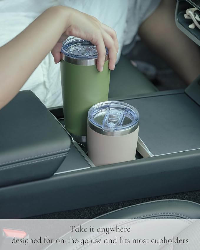 Travel Coffee Tumbler 20oz, 8 Pack Leakproof Travel Coffee Mug with Lid and Straw, Stainless Steel Double Wall Vacuum Insulated Tumbler for Hot/Iced Drinks (Textured Matte, White)