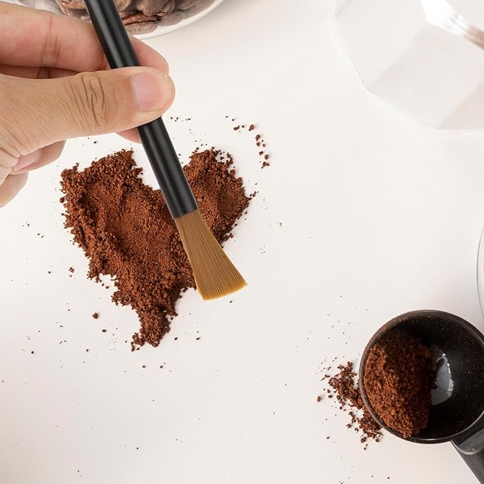 Dual Heade Coffee Grinder Brush, Espresso Machine Cleaning Brush Coffee Pot Brush Professional Coffee Grinder Brush Coffee Bar Brush Nylon Barista Brush Tools for Coffee Machine Toaster Cleaning