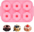 Mini Bundt Cake Pans for Baking, Silicone 6-Cavity Fluted Tube Cake Pan with Metal Reinforced Frame, Nonstick Baking Molds for Cupcake, Brownie, Donuts, Cornbread, Jello