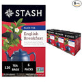 Stash Tea English Breakfast Black Tea - Caffeinated, Non-GMO Project Verified Premium Tea with No Artificial Ingredients, 20 Count (Pack of 6) - 120 Bags Total