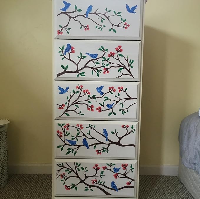 Tree Stencils for Painting on Wood Leaf Vine Stencil Large Bird Branch Stencils for Crafts Reusable for Wall Furniture Canvas Decor