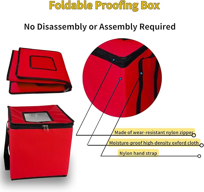 Foldable Proofing Box With Heater, 74l Large Bread Proofer with Temperature and Timer Controller, Zippered Sourdough Warmer for Bread, Pizza and Yoghurt Making,16.5 * 16.5 * 16.5in