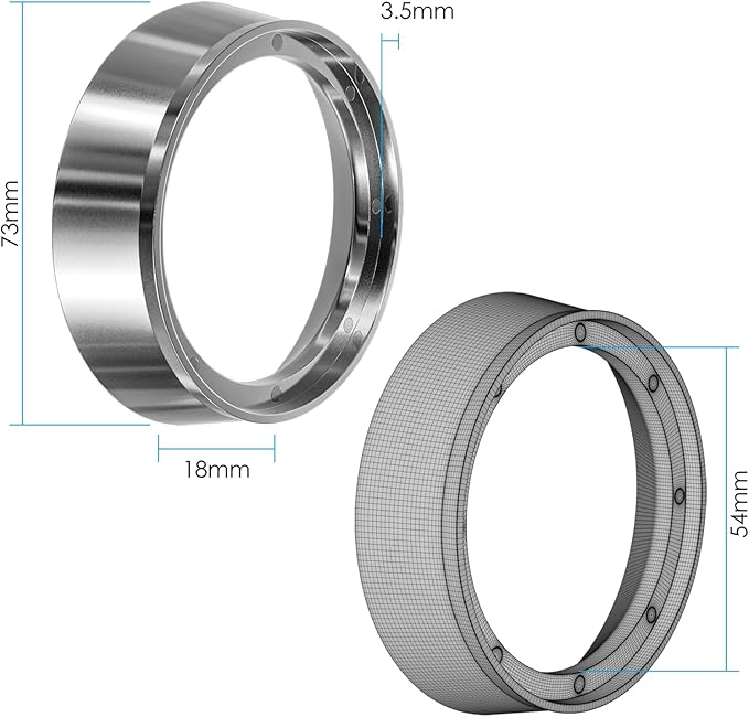 54mm Magnetic Dosing Funnel V2, MATOW Stainless Steel Espresso Dosing Ring with 8 Magnets Compatible with Breville 54mm Portafilter