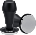 Normcore 45.5mm Coffee Tamper V4.1 with Click Sound Feedback, Spring Loaded Tamper with 304 Stainless Steel Flat Base Fits Flair Pro and Pro 2, Anodized Aluminum Handle with Silicone Stand, Black