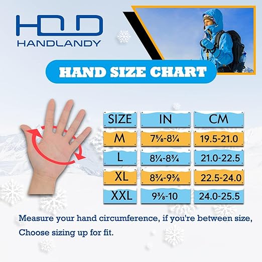 HANDLANDY Waterproof Insulated Work Gloves, 3M Thinsulate Thermal Winter Gloves for Men Women Touch Screen, Warm Ski Snowboard Cold Weather Gloves (Medium, Blue)